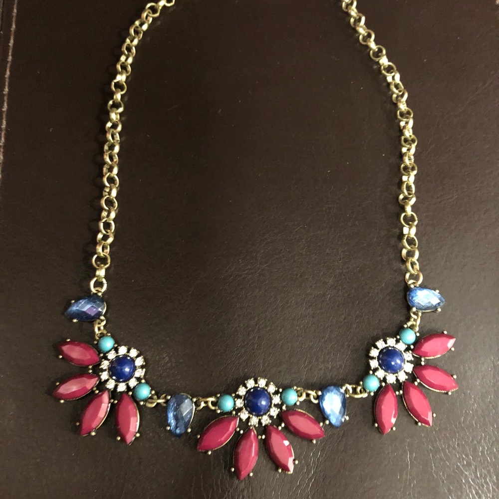 Statement necklace - maroon and navy